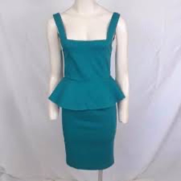 Alice + Olivia Teal Blue Peplum Dress Size 6 - Picture 11 of 12